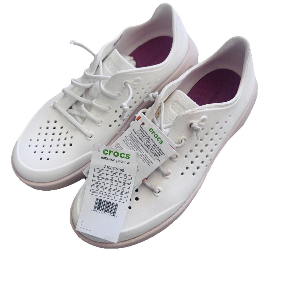 New Crocs Inmotion Pacer W Women's Lightweight Breathable Sneakers White W9 NWT
